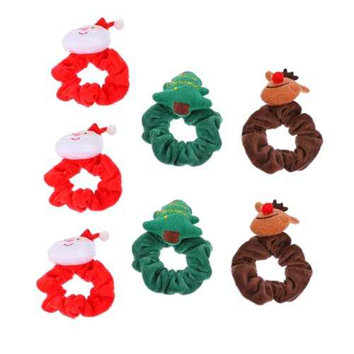 FRCOLOR 7st Weihnachtskopfschmuck Haarbindungen Klare Haargummibänder Frauen Einstellbar Weihnachts-haarschmuck Blumen Für Haare Mädchen Haare Weihnachts-haarseil Pferdeschwanz Gummiband von FRCOLOR