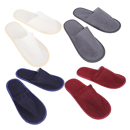 FRCOLOR 8 Paare Hausschuhe Toilettenschuhe Faltbarer Hausschuh Weicher Pantoffel Weiße Fuzzy-pantoffeln Reisehotel Waschraum Duschschuhe Schlafzimmer Pantoffel Spa Damen Baumwolle von FRCOLOR