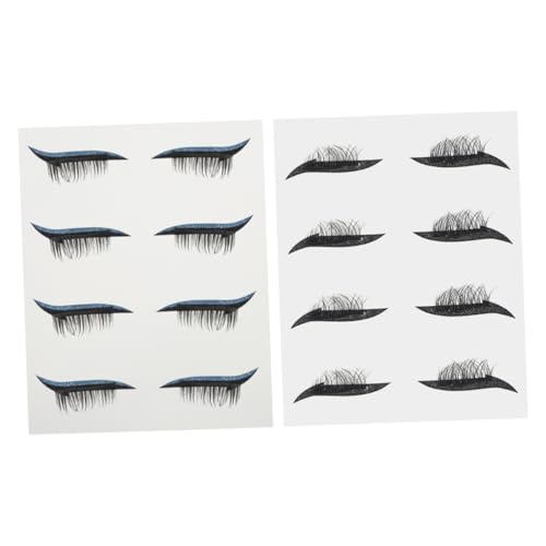 FRCOLOR Schickes Fake-wimpern-eyeliner-aufkleber-set Wiederverwendbar Augen-make-up-aufkleber 2 Sets Mit 8 Paaren von FRCOLOR