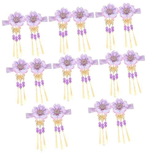 FRCOLOR 8 Paare Haarnadel Accessoires Für Die Frisur Hanfu Haarspange Japanische Kimono-blumen-haarspangen Perlen Haarspange Geisha Quaste Violett Bettwäsche Aus Baumwolle Glänzend Mädchen von FRCOLOR