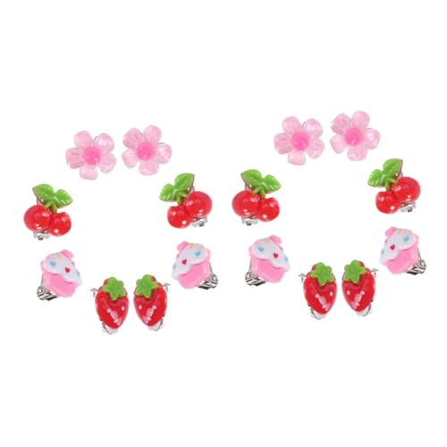 FRCOLOR 8 Paare Ohrclips Gemischt No piercing Ohrringe für Mädchen Ohrklemmen mit Erdbeer Kirsche Blume Eis Muster Party Schmuck von FRCOLOR