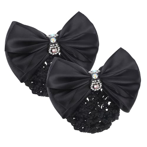 FRCOLOR 8 Stk Blütenkopf Haarnetz-schleifenklammer Haarnetz Mit Schleife Mädchen Verbeugt Sich Französischer Haarknoten Abdeckung Für Haarknoten Mit Schleife Dutt-haarnetz Stoff Black von FRCOLOR