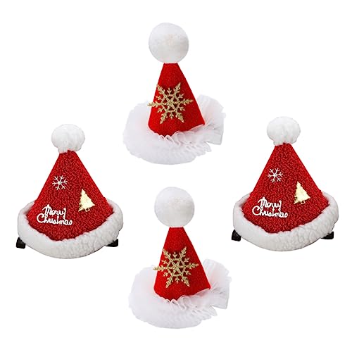 FRCOLOR 8 Stk Haarnadel Tütenfüller Für Weihnachtsfeiern Weihnachts-haarspangen Weihnachtsmütze-haarspange Weihnachtsspangen Kinder Haare Für Weihnachten Mini- Rot Stoff von FRCOLOR