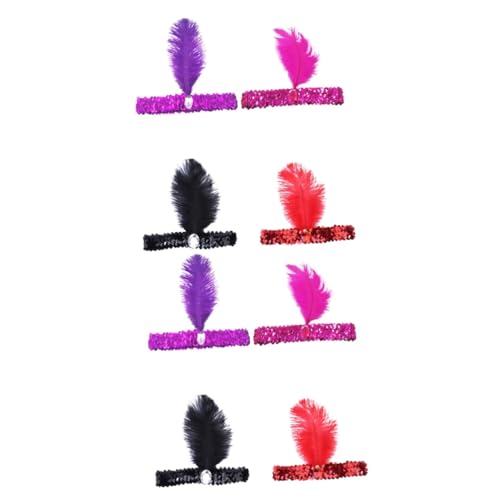 FRCOLOR 8 Stk Pailletten-Feder-Kopfschmuck elastisches Pailletten-Stirnband Haarbänder Haarband Tiara frauen kopfschmuck Pailletten-Kopftuch Haarreifen Diamant Kopfbedeckung Schal von FRCOLOR