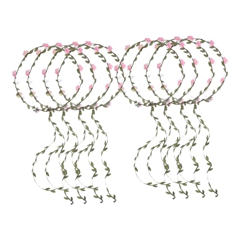 FRCOLOR 8 Stück Blumenkranz Stirnband Teiliges in Rosa Leichter Brautschmuck für Hochzeit und Strandurlaub Vielseitiger Haarschmuck für Fotoshootings und Festliche Anlässe von FRCOLOR