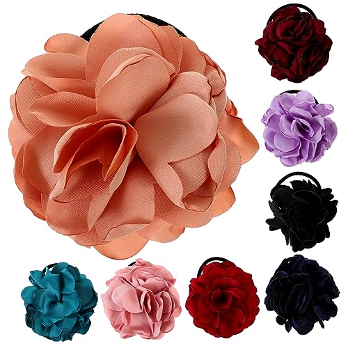 FRCOLOR 8st Haargummi Mit Künstlichen Blumen Zopffixierer Perlen Haarschal Kopfbedeckungen Für Kleinkinder Boho-haar-armbänder Haarband Gummi Elastische Haarseile Rose Böhmen Stoff Mädchen von FRCOLOR