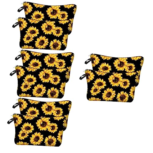 FRCOLOR 8 STK Sonnenblumen-Kosmetiktasche Sonnenblumen-reißverschlussbeutel Geldbörse Kosmetiktasche Für Die Handtasche Kosmetikkoffer Schminktaschen Blumen Reisen Paket Polyester Handlich von FRCOLOR