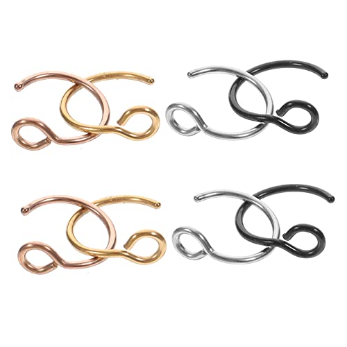 FRCOLOR 8 Stück Teiliges Edelstahl C Förmige Nasenringe in Schwarz Gold Roségold Sicherer Clip Nasenschmuck Piercingfreier Tragbar Dekorative Nasenadornment für Damen und Alltag von FRCOLOR