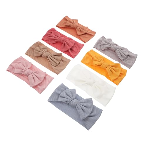 FRCOLOR 8 Stück Teiliges Haarband mit Weichem Elastischem Stirnband und Schleifen Knoten Breites Neugeborenen Stirnband als Haarschmuck und Kopfbedeckung für Junge Mädchen und Kleinkinder von FRCOLOR