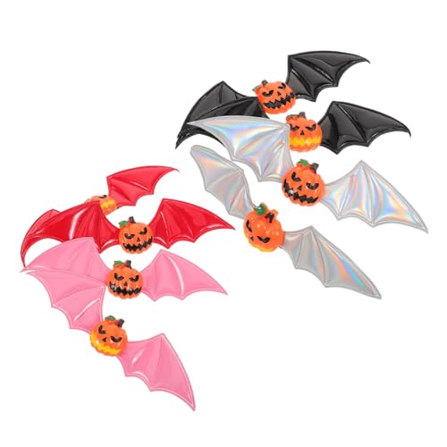 FRCOLOR 8 Stück Teiliges Halloween Haar-clip Kürbis Fledermausflügeln Bunte Seitliche Haarklammern für Damen mit sicherem Sitz Leicht für Halloween Party und Cosplay von FRCOLOR