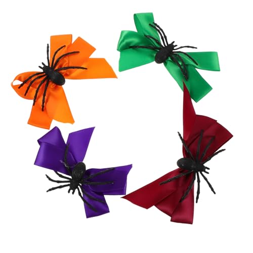 FRCOLOR 8 Stück Teiliges Halloween Haarspangen Bunte Schleifen Haarclips mit Spinnenmotiv Cosplay Haarschmuck für Frauen und Mädchen Dekorative Haaraccessoires für Kostümpartys von FRCOLOR