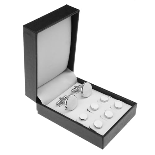 FRCOLOR 8 Stück Teiliges Manschettenknopf Set Klassisch Runde Herren Manschettenknöpfe und Hemdknöpfe für Französische Manschetten Hemden Business Hochzeit Formelle Anlässe von FRCOLOR