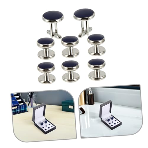 FRCOLOR 8 Stück Teiliges Manschettenknopf Set Runde French Cuff Links mit Emaille Detail Elegantes Tuxedo Accessoire für Herren für Business Hochzeiten und Formelle Anlässe von FRCOLOR
