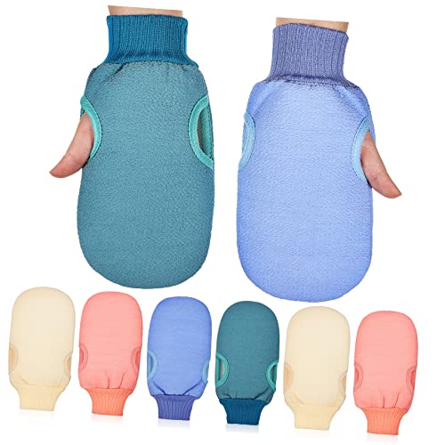 FRCOLOR 8 Stück Teiliges Peelinghandschuh für Körper Elastische Badehandschuhe mit Daumenloch Sanftes Peeling und Massage für Damen und Herren Vielseitig für Beine Rücken und Brust von FRCOLOR