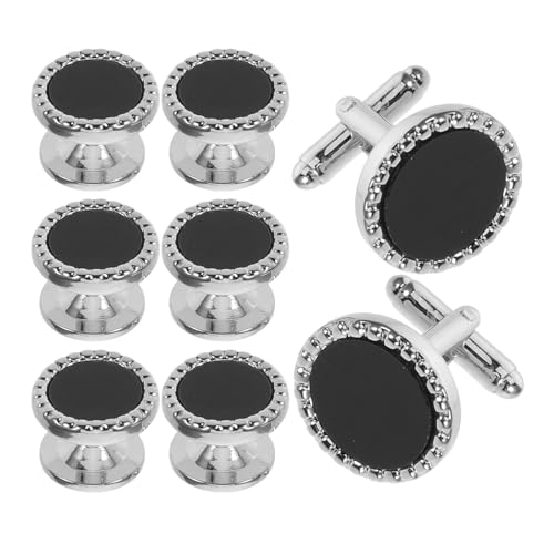 FRCOLOR 8 Stück Teiliges Schwarze Runde Acryl Manschettenknöpfe für Herren Elegante Anzug Smoking-accessoires Vielseitig für Hochzeit Business und Formelle Anlässe von FRCOLOR