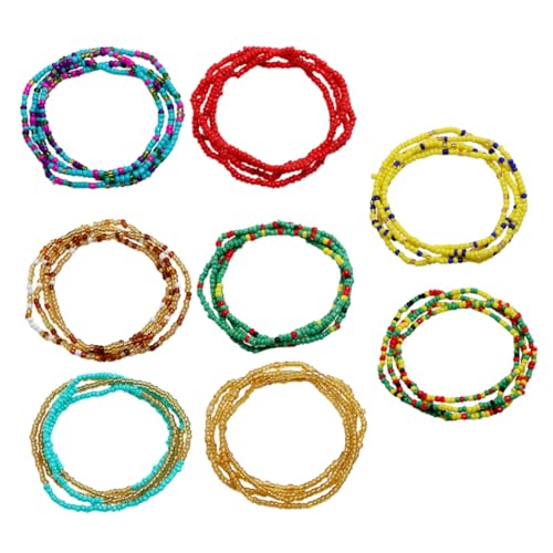 FRCOLOR 8 Stück Teiliges Set Damen Bauchketten Perlen Bunte Sommer Körperketten für Bikini Strand und Nachtclubs Verstellbar und Langlebig von FRCOLOR