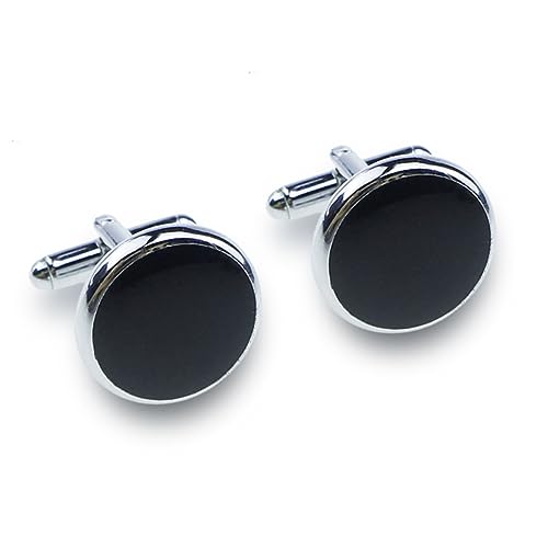 FRCOLOR 8 Teiliges Manschettenknöpfe Und Manschettennagel Set Aus Seide Für Herrenanzüge Hochzeiten Manschettenknöpfe Und Nieten Öltropfen Manschettenknöpfe Schwarz von FRCOLOR