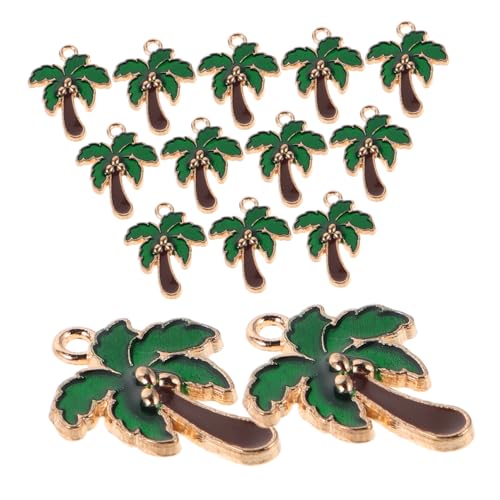 FRCOLOR 80 Stück Emaillierte Kokosnussbaum Anhänger aus Zinklegierung für Diy Schmuckherstellung Vielseitige Hawaii Charms für Halskette Ohrringe Armband Schlüsselanhänger Leicht und von FRCOLOR