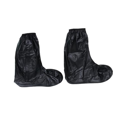 FRCOLOR Schuhüberzieher Schwarz Wasserdichtes PVC Und Rutschfestes Gummi Hohe Überschuhe Mit Reißverschluss Und Gummibandverschluss Für Herren XXL Passend Für Schuhgröße Regenfest Wiederve von FRCOLOR