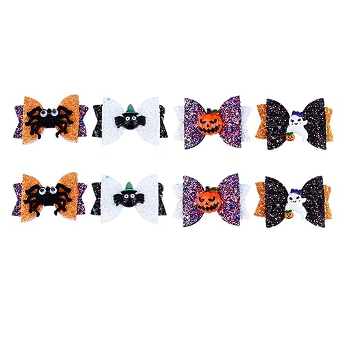 FRCOLOR 8St Halloween-Haarspangen Halloween-Haarschmuck Gesicht Halloween-Bögen Halloween- Styling Halloween-Glitzer Geisterhaarspange seitliche Haarspange Stoff und Metall von FRCOLOR