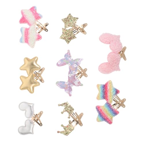 FRCOLOR 8paare Glitzernde Haarspangen Für Kleinkinder Süße Metall-haarnadeln Mit Druckknopf in Krongestaltung Und Schmetterlingen Für Mädchen Haarschmuck Für Besondere Anlässe von FRCOLOR