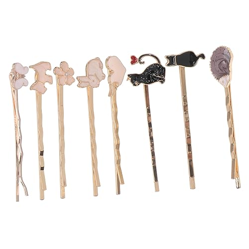 FRCOLOR 8stücke Cartoon Haarklammern Für Und Mädchen Tier Und Blumen-metall-haarspangen Hase Herz Hund Blume Schmetterling Kätzchen Herzkatze Igel Bunte Haarschmuck-accessoires Für von FRCOLOR