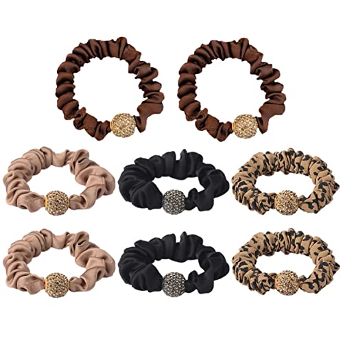 FRCOLOR 8st Strass Leoparden Kopfs Eil Lockenstab Perlen Band Gummibänder Armbänder Menschlich Lockig Haarbänder Für Frauen Greifer Halter Bindet Seile Inhaber Zubehör Netz Geflochten Harz von FRCOLOR