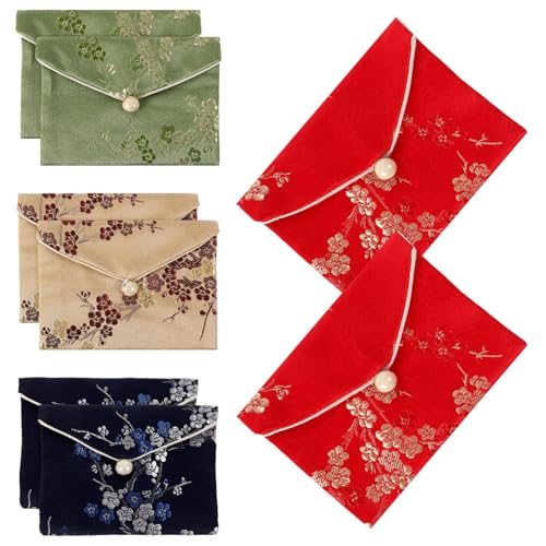 FRCOLOR 8stücke Bestickte Stofftasche Für Damen Tragbare Schmucktasche Aus Kleine Reise-schmuckbeutel Stoff-münzgeldbörse Aufbewahrungstasche Für Ohrringe Halsketten Armbänder von FRCOLOR