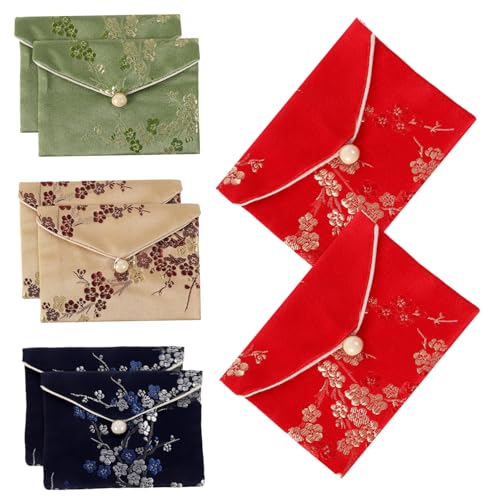 FRCOLOR 8stücke Chinesischer Schmuckbeutel Bestickte Geldbörse Aus Seidenbrokat Schmuckbeutel Für Damen Abendtasche Geschenkbeutel Mit Handstickerei Und Für Ringe Halsketten Ohrringe von FRCOLOR