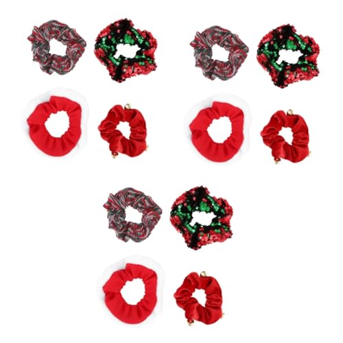 FRCOLOR 9 Stk Weihnachtshaargummi weihnachts haarreif haarband weihnachten Haargummis mit Pailletten Frauen funkeln Haarbänder haarschmuck Weihnachtsfrau Haarband Haarseil für Weihnachten von FRCOLOR