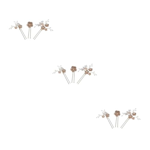 FRCOLOR 9 Stück Haarnadeln Hochzeits Haarschmuck Für Frauen Hochzeit Perlen Haarspangen Braut Hochzeits Haarspange U Förmige Haarnadel Blumen Haarschmuck Perlen Haarspangen von FRCOLOR