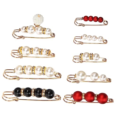 FRCOLOR 9stücke Strickjacke Schalclip Broschenclip Für Damen Kleidung Schmuck Anstecknadel Für Hüte Modeschmuck Schalverschluss Mit Perlen Design Für Outfits von FRCOLOR
