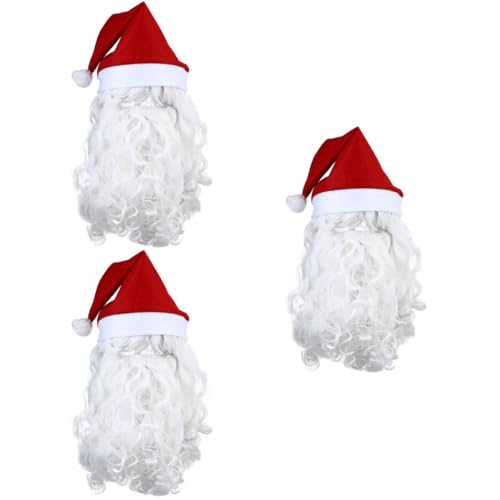 FRCOLOR 9-Teiliges Weihnachtsmann-Kostüm-Set Weihnachtsmann-Hüte Bart Perücke Weißer Gefälschter Schnurrbart Weihnachtsklausel-Kostüm Cosplay-Party-Set Für Männer Und Frauen von FRCOLOR