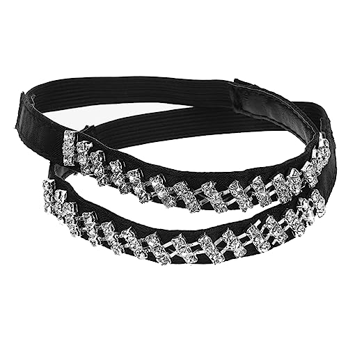 FRCOLOR Abnehmbare Elastische High Heel Fersenriemen mit Silbernen Strasssteinen Rutschfeste Pumpschutzbänder Praktische und Langlebige Schuhriemen für Damen High Heels von FRCOLOR