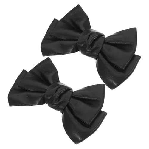 FRCOLOR Abnehmbare Schleifen schuhclips aus Langlebigem PU Modische Schuhdekoration für Damen Wiederverwendbar und Clip für Hochzeit Party und Alltag Schwarze Schleifenakzente von FRCOLOR