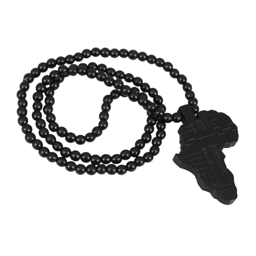 FRCOLOR Halskette Holzperlenkette Afrikanischer Anhänger Holz Ethno Stil 88cm Unisex Schmuck für Damen und Herren von FRCOLOR