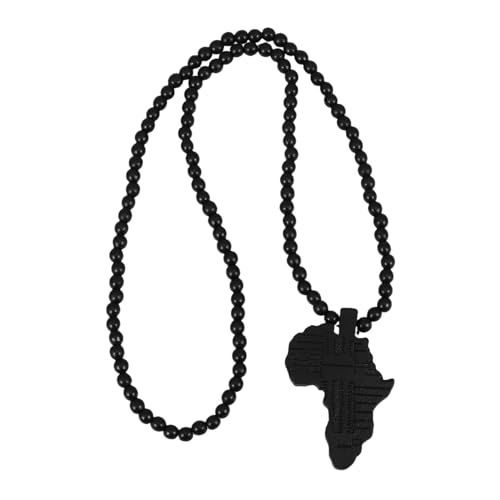 FRCOLOR Afrikanische Holzperlenkette mit Holzanhänger 88cm Lange Halskette für Männer und Frauen Ethno Stil mit 8mm Perlen von FRCOLOR