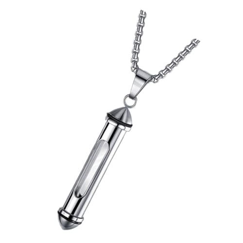 FRCOLOR Anhänger Halskette für Männer Zylindrische Gedenkurne zum Aufbewahren von oder Haaren Perlenkette Erinnerungsstück für Verstorbene Geschenkidee von FRCOLOR