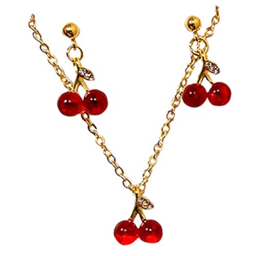 FRCOLOR Anhänger Schmuckset mit Ohrhänger und Halskette Versilbert Fruchtiges Design Leicht und Modisch für Damen für Alltag und Besondere Anlässe von FRCOLOR