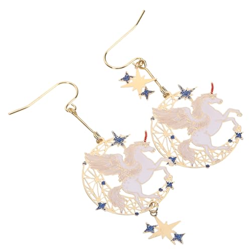 FRCOLOR Asymmetrische Einhorn Ohrhänger für Damen Kreatives Ohrschmuck mit Mond Design Ohrdeko für Party und Alltag für Mädchen von FRCOLOR