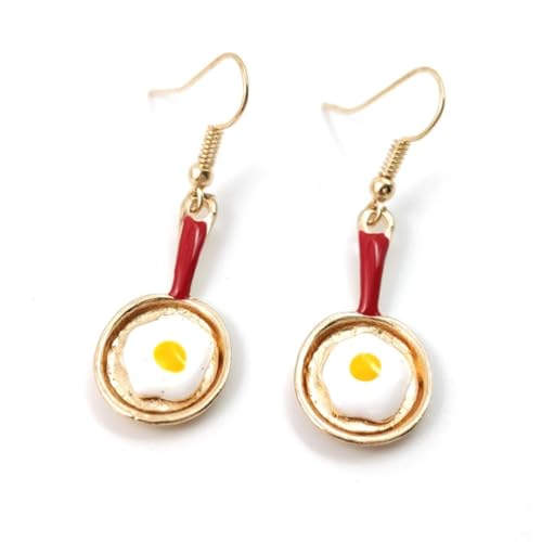 FRCOLOR Asymmetrische Kleine Spatel ohrringe Rot Leichte Edelstahl Ohrstecker Modisch und Originell Einfache Passend für Studentinnen und Alltag von FRCOLOR