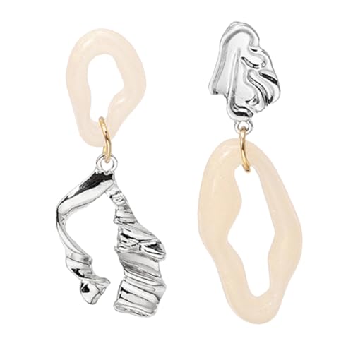 FRCOLOR Asymmetrische Metall Ohrstecker Damen Falten Elegantes Design für Frauen und Teens Leicht Kombinierbar Langlebiger Schmuck für Alltag und von FRCOLOR