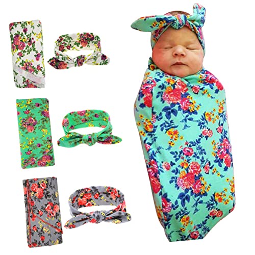 FRCOLOR Blumen Empfangende Decken Pucktücher Für Neugeborene Babydecke Babyfoto Stirnband Für Neugeborenenfotografie Babyschlafsack Fotodecken Baby-kit Männer Und Frauen Kinder Schlafdecke von FRCOLOR