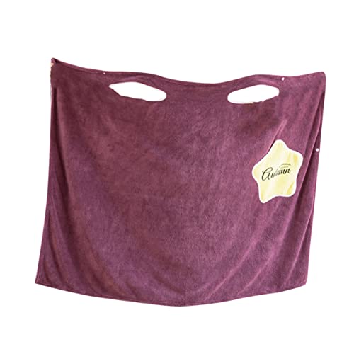 FRCOLOR Bademantel Violett Damen Lang Ärmellos Nachthemd Schnelltrocknend Baderock Schulterfrei Mit Tasche von FRCOLOR