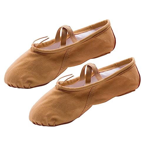 FRCOLOR Ballettschläppchen mit Rutschfester Sohle Elastischem Band Atmungsaktiv Leichte Yoga und Tanzschuhe für Damen und Mädchen Weiche Trainingsschuhe in Hellbraun von FRCOLOR