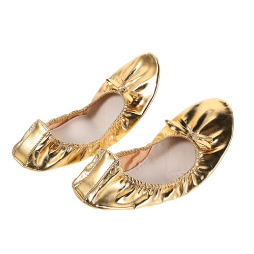 FRCOLOR Ballettschuhe Damen Soft Sole Flats Ballettschläppchen mit Hoher Elastizität für Bauchtanz Yoga Vielseitige Tanzschuhe Gold von FRCOLOR