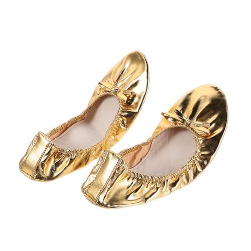 FRCOLOR Ballettschuhe Damen Soft Split Sole Ballerina Flats für Bauchtanz Yoga Elastisch Dämpfung Leicht und Tragbar Gold von FRCOLOR