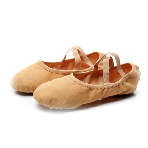 FRCOLOR Ballettschuhe Damen Voll Elastisch Anti rutsch Tanzschuhe mit Geteilte Sohle für Erwachsene Balerinaschuhe Professionell für Ballett Yoga Bauchtanz und Moderne Tänze Camel von FRCOLOR