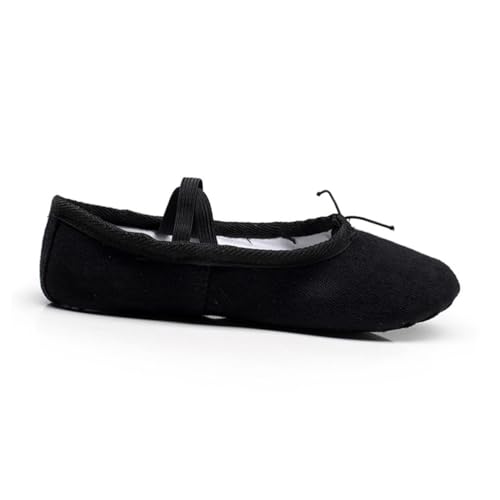 FRCOLOR Ballettschuhe Leicht rutschfest Atmungsaktiv Elastisches Band Yoga Tanzschläppchen Schwarz für Ballett Modern Tanz Traditionell von FRCOLOR