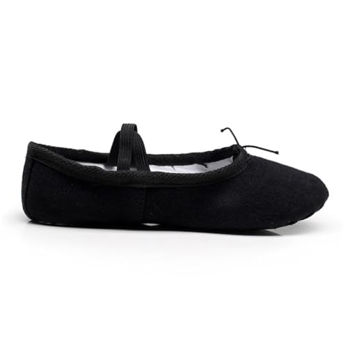 FRCOLOR Ballettschuhe aus Atmungsaktivem Canvas Leichte rutschfeste Tanzschläppchen mit Elastischem Band Weiche Sohle für Yoga Ballett Modern Dance Schwarz von FRCOLOR